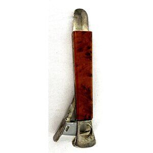Cigar Cutter Silver Tone Faux Wood Handle MCM 6" Unbranded